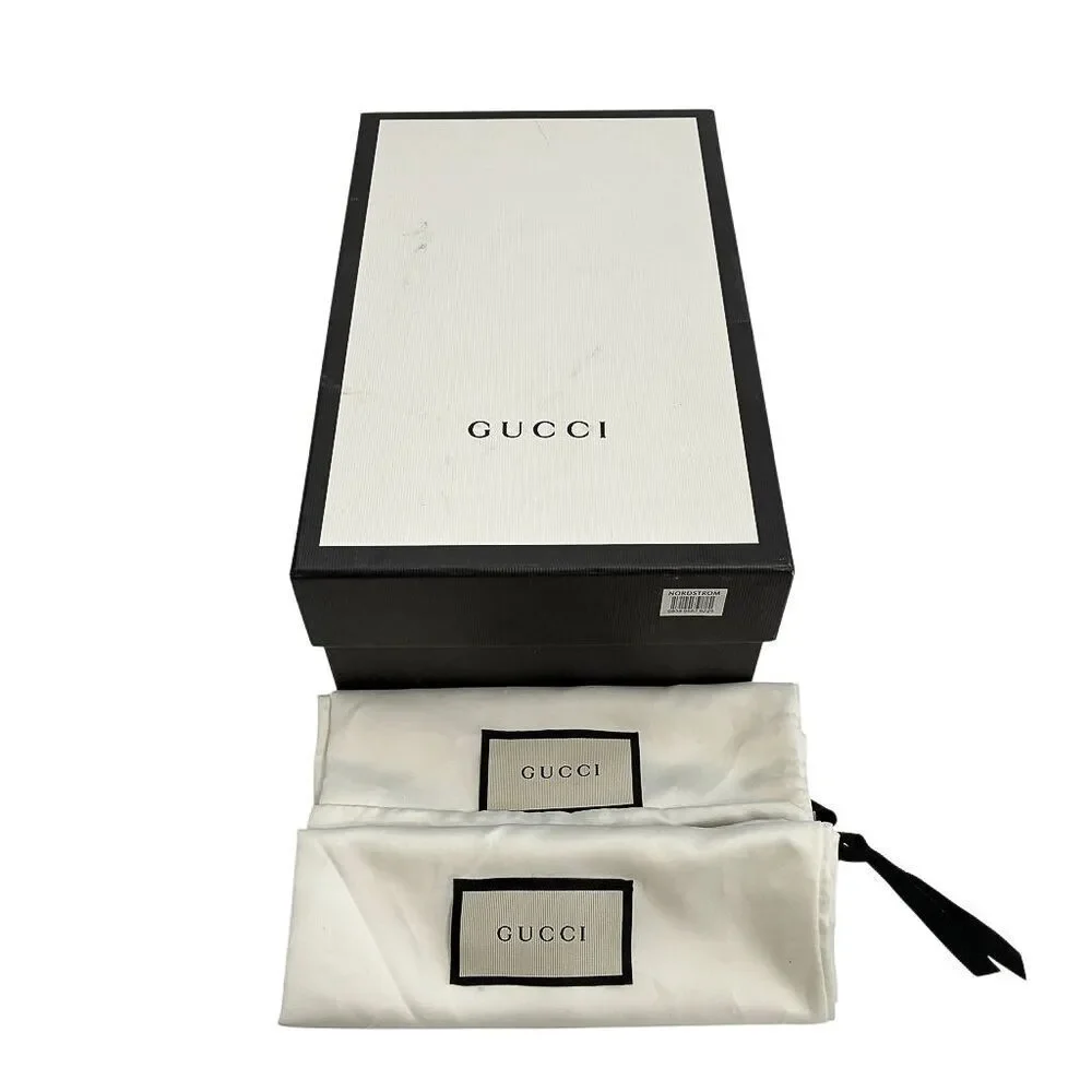 Gucci Pilar Espadrille Flats EU 38.5 US 8.5 GG Supreme Bee Logo Beige Slip Ons